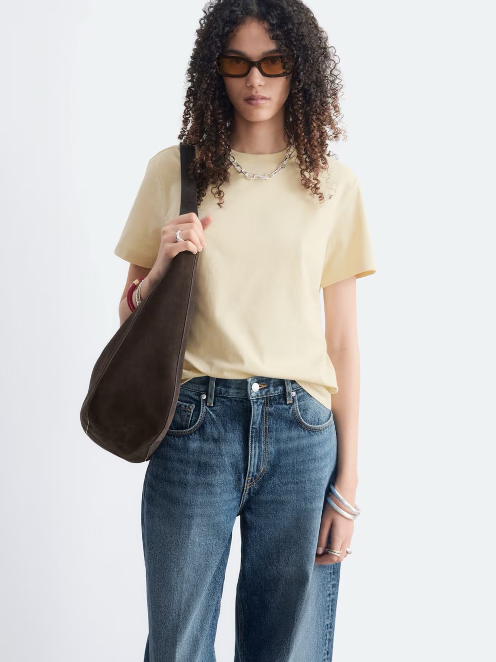 & Other Stories Cotton Classic Women's Crewneck Tee in Pale Yellow, M